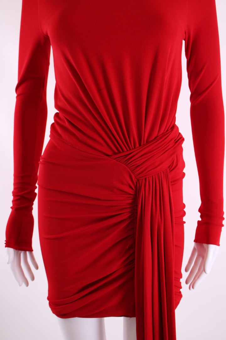 Alexandre Vauthier L/S Draped Side Dress Red S