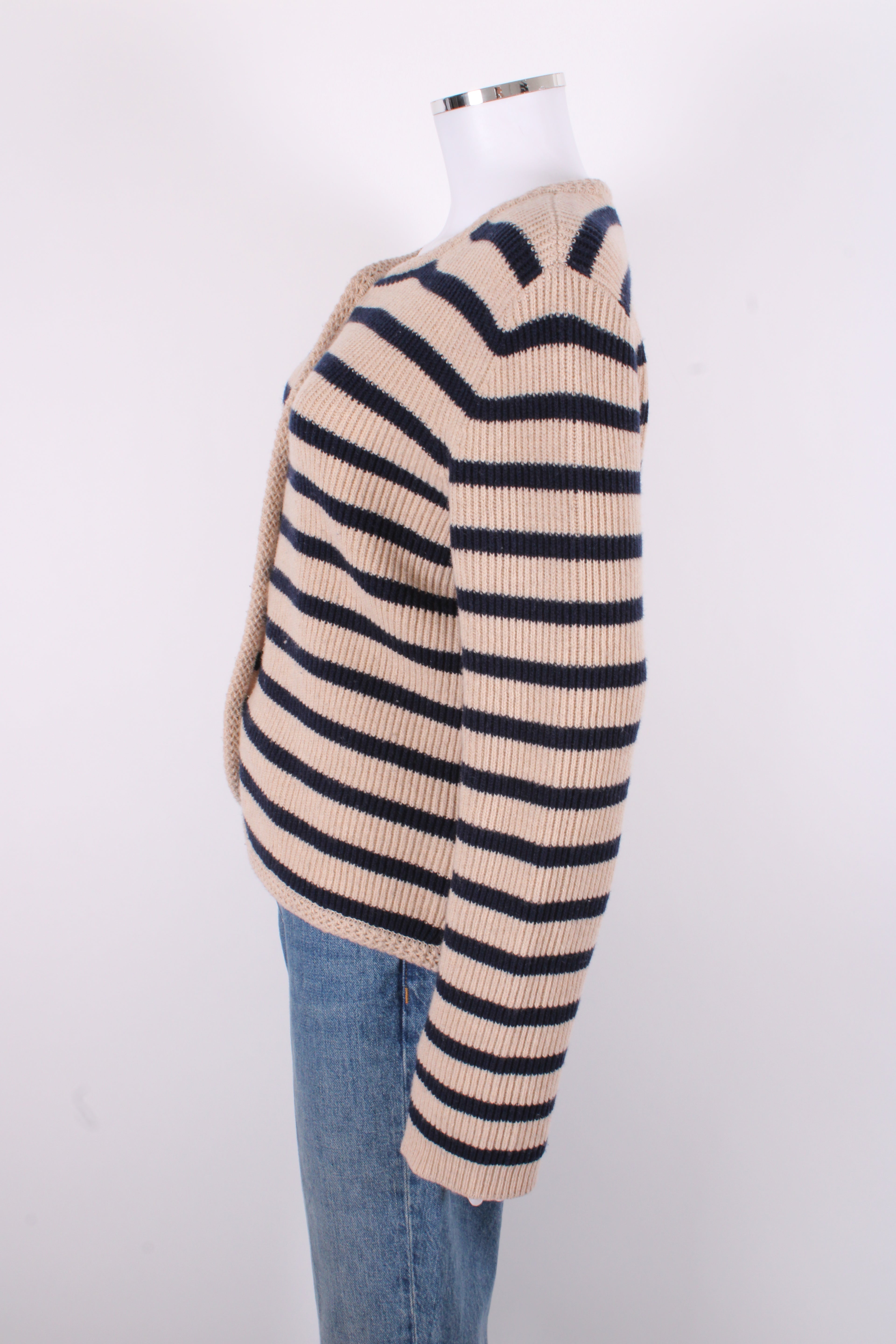 Rag & Bone L/S Stripe Cardigan Beige/ Navy M