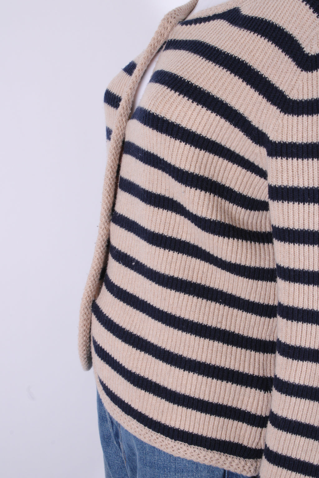 Rag & Bone L/S Stripe Cardigan Beige/ Navy M