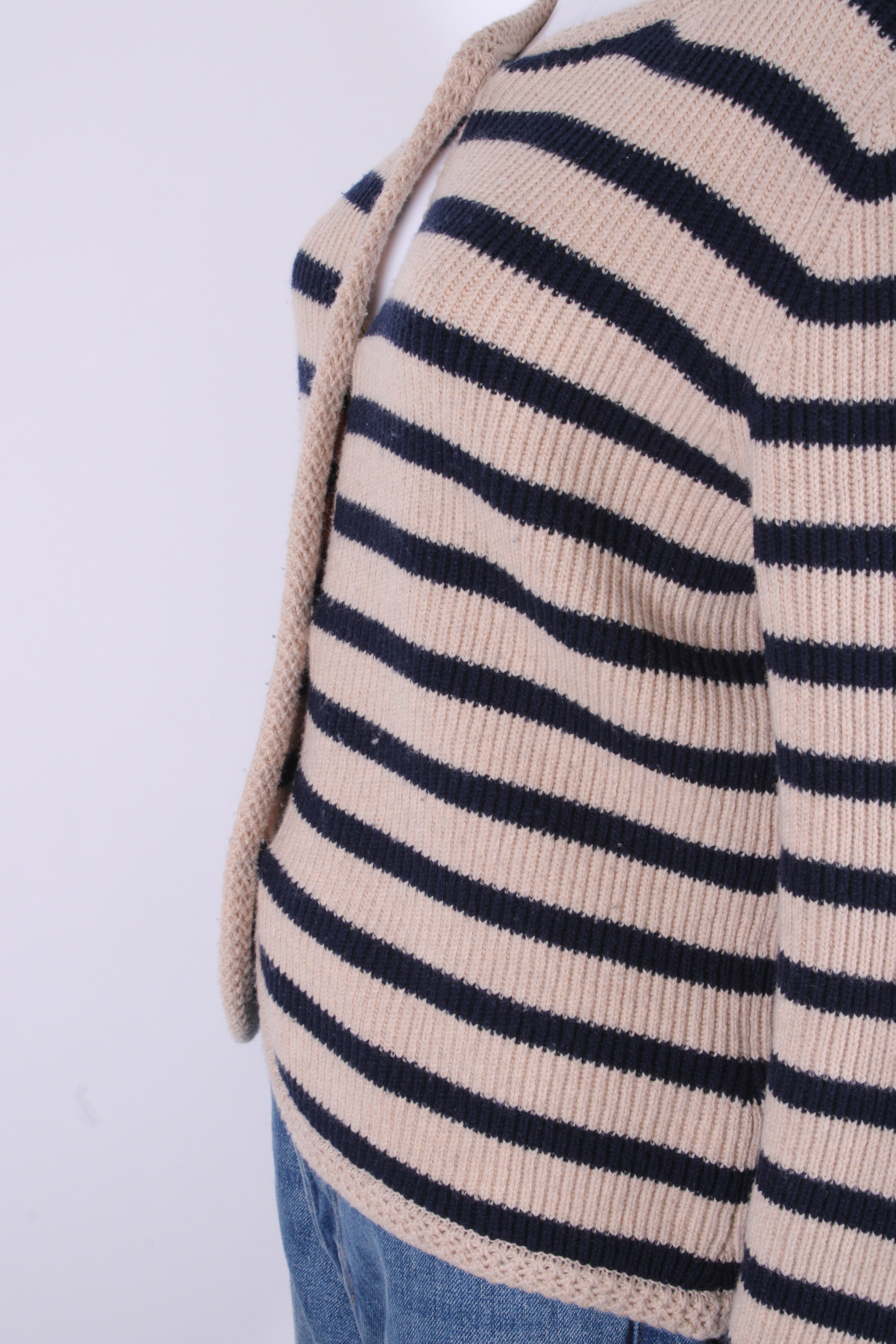 Rag & Bone L/S Stripe Cardigan Beige/ Navy M