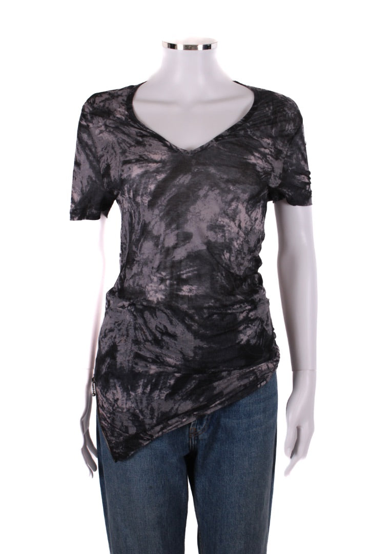 McQ S/S Side Zip Tie Dye T-shirt Grey/ Black M