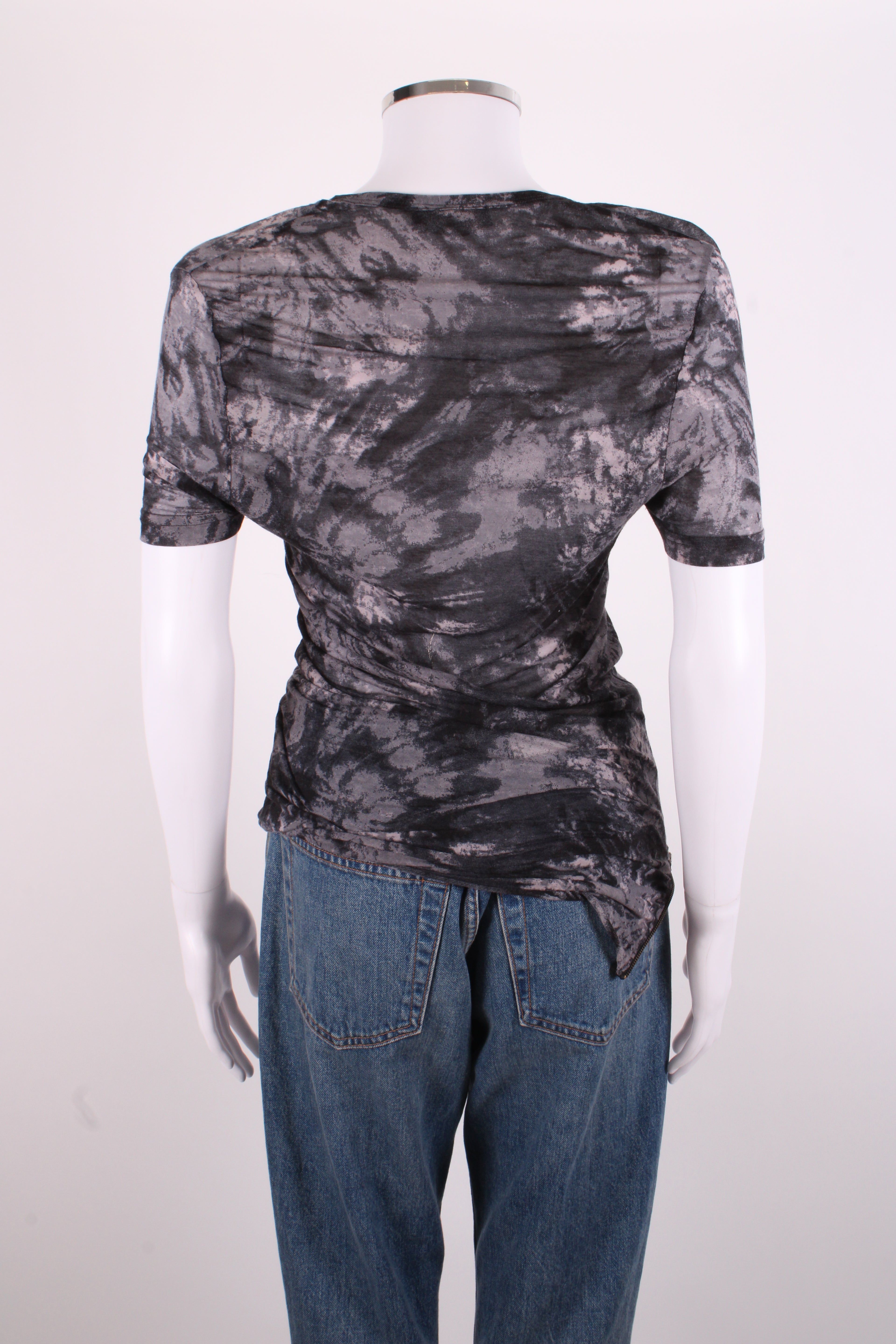McQ S/S Side Zip Tie Dye T-shirt Grey/ Black M
