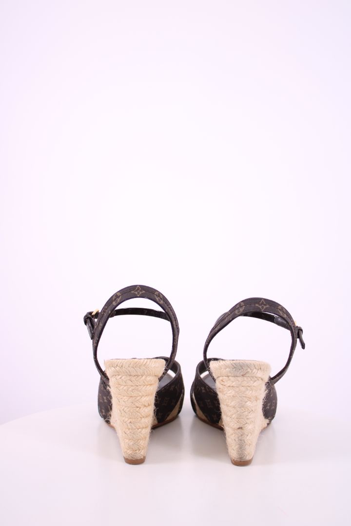 Louis Vuitton Monogram Espadrille Wedges Brown/ Cream 39.5