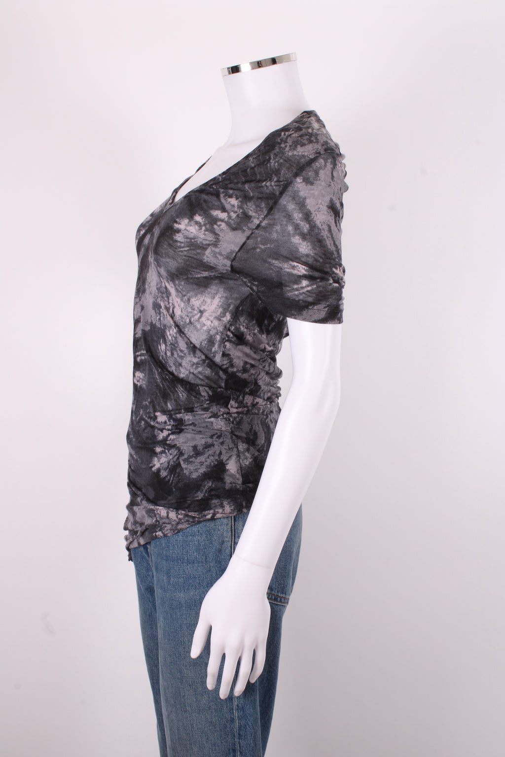McQ S/S Side Zip Tie Dye T-shirt Grey/ Black M