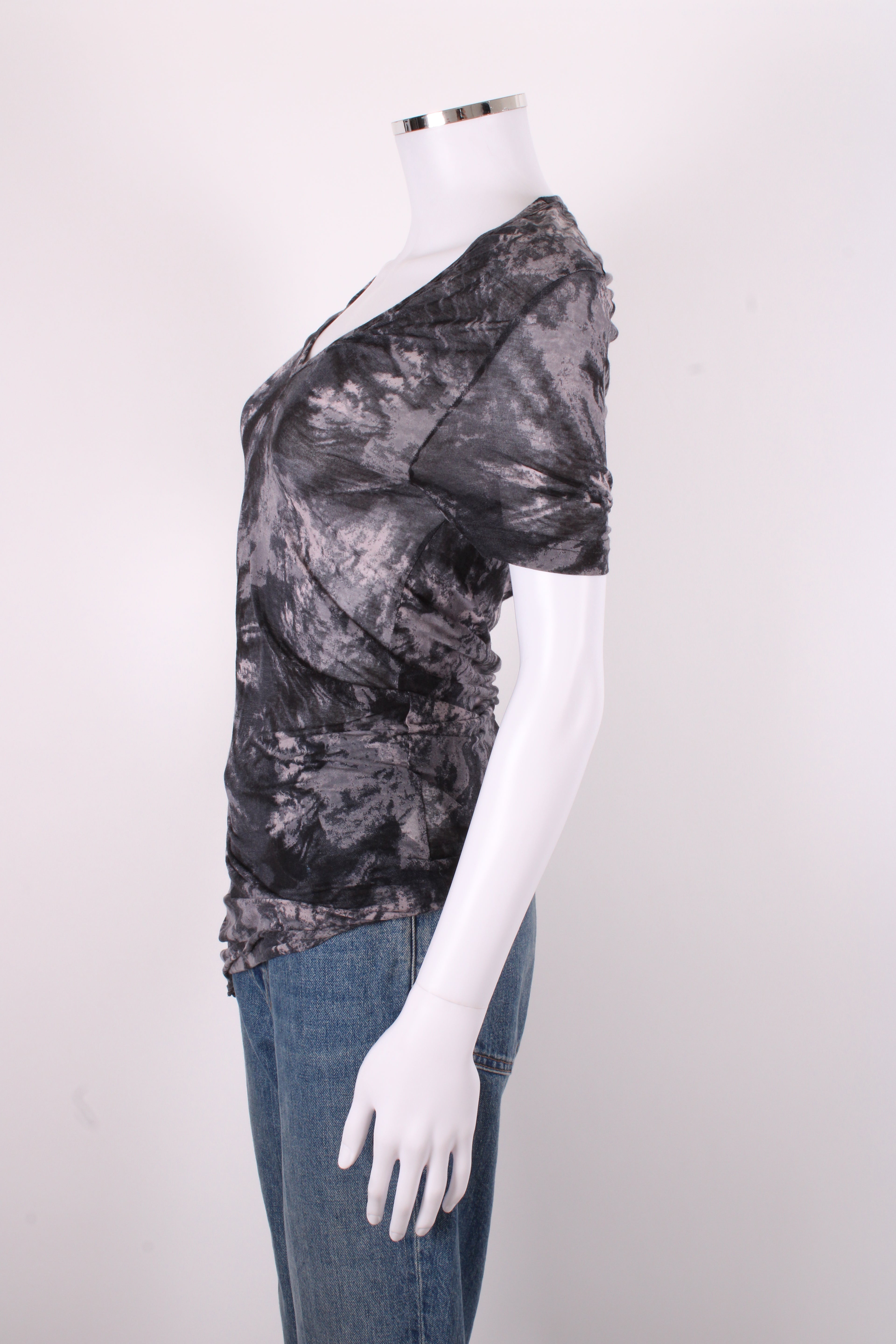 McQ S/S Side Zip Tie Dye T-shirt Grey/ Black M