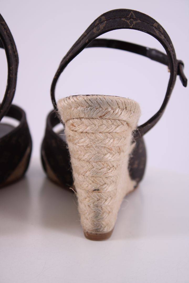 Louis Vuitton Monogram Espadrille Wedges Brown/ Cream 39.5