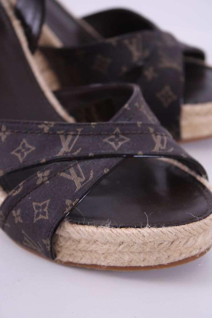 Louis Vuitton Monogram Espadrille Wedges Brown/ Cream 39.5