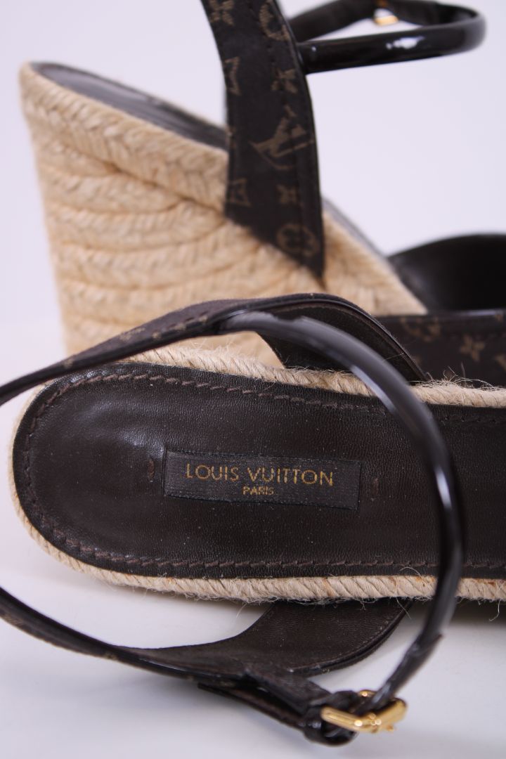 Louis Vuitton Monogram Espadrille Wedges Brown/ Cream 39.5