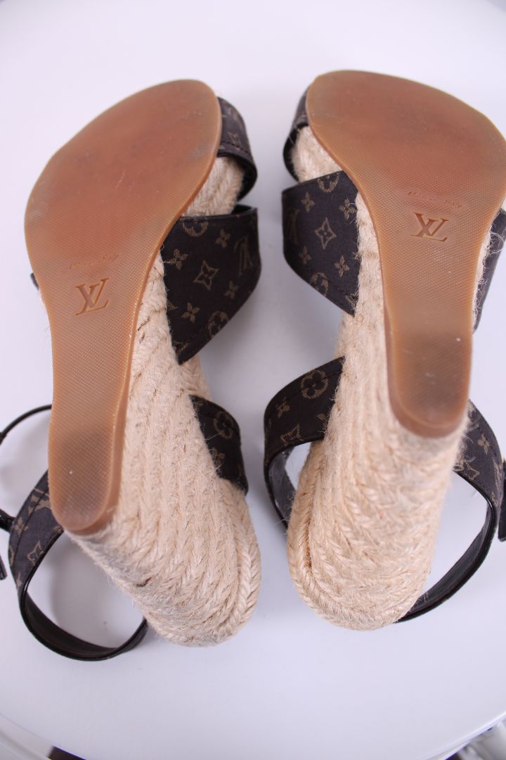 Louis Vuitton Monogram Espadrille Wedges Brown/ Cream 39.5
