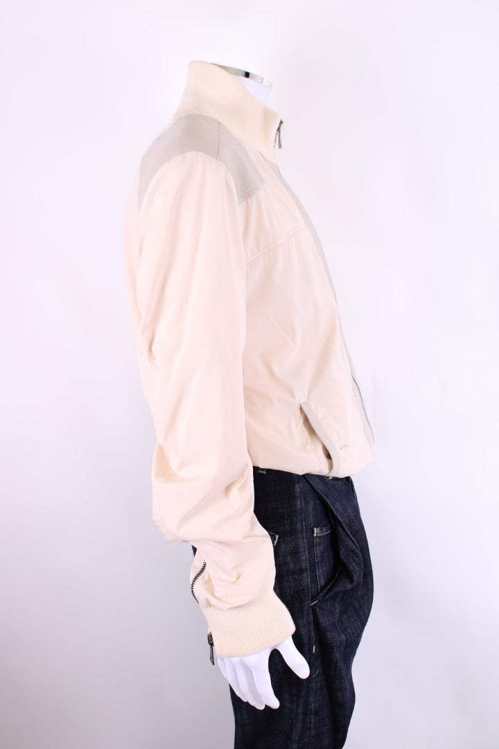 Dolce & Gabbana Nylon/ Leather Patch Jacket Cream/ Grey L