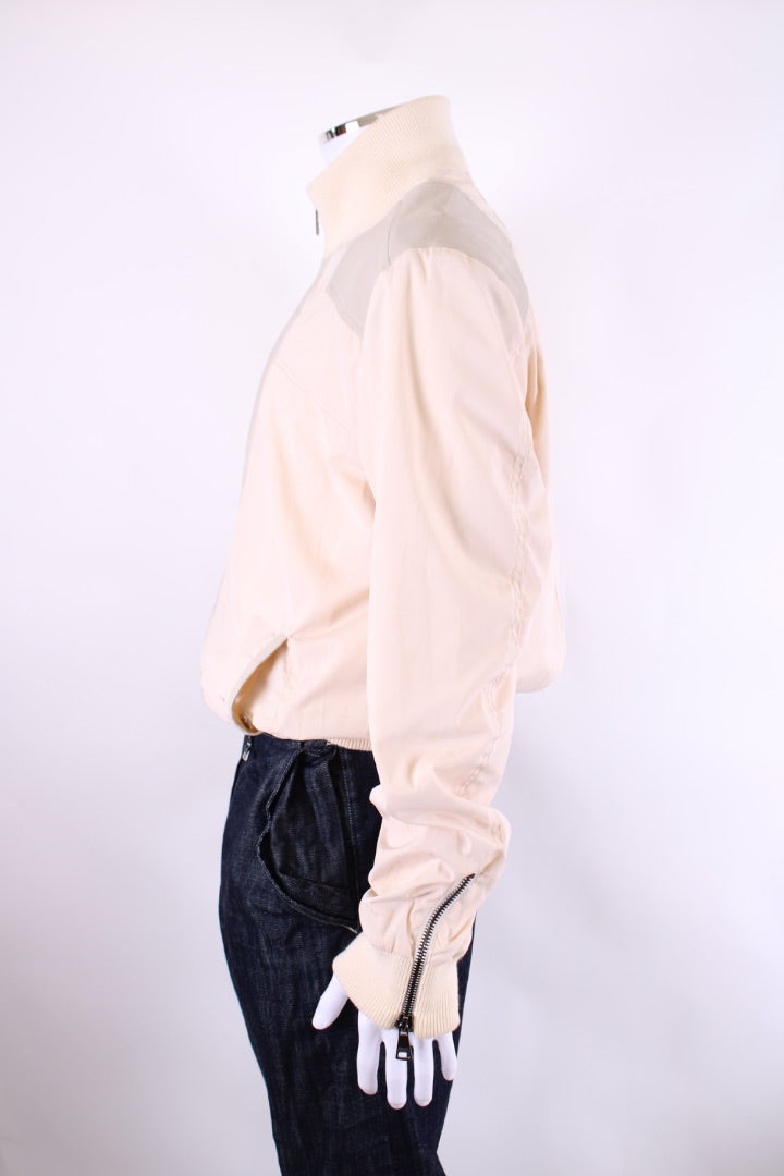 Dolce & Gabbana Nylon/ Leather Patch Jacket Cream/ Grey L
