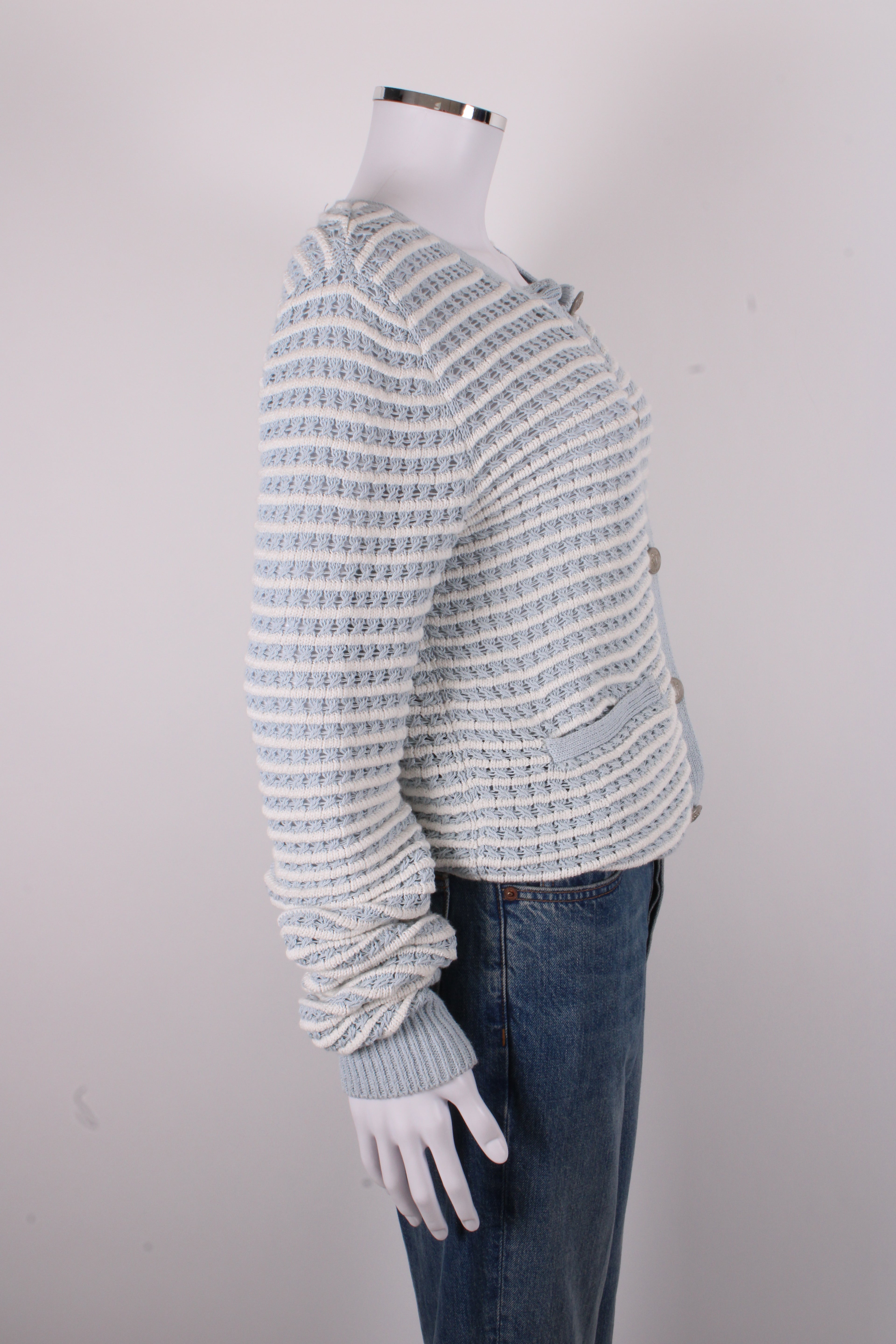 Rag & Bone L/S Stripe Cardigan Blue/ White M