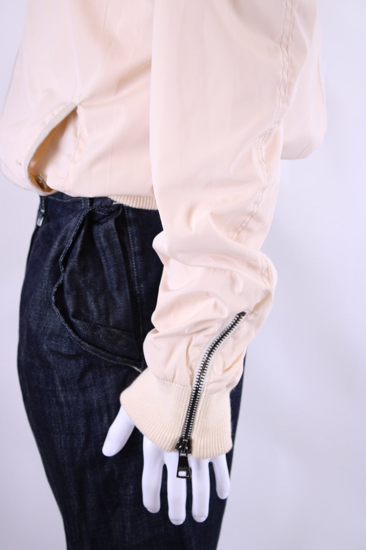 Dolce & Gabbana Nylon/ Leather Patch Jacket Cream/ Grey L