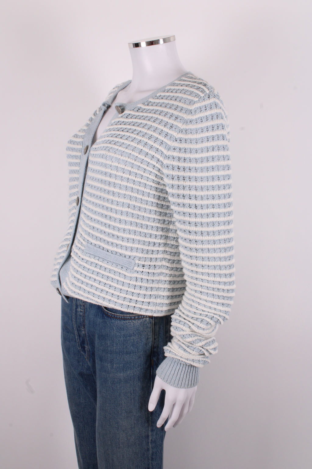 Rag & Bone L/S Stripe Cardigan Blue/ White M