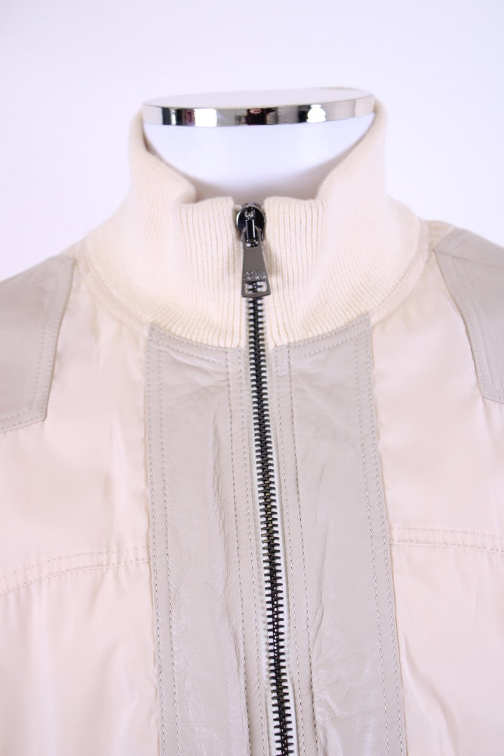 Dolce & Gabbana Nylon/ Leather Patch Jacket Cream/ Grey L