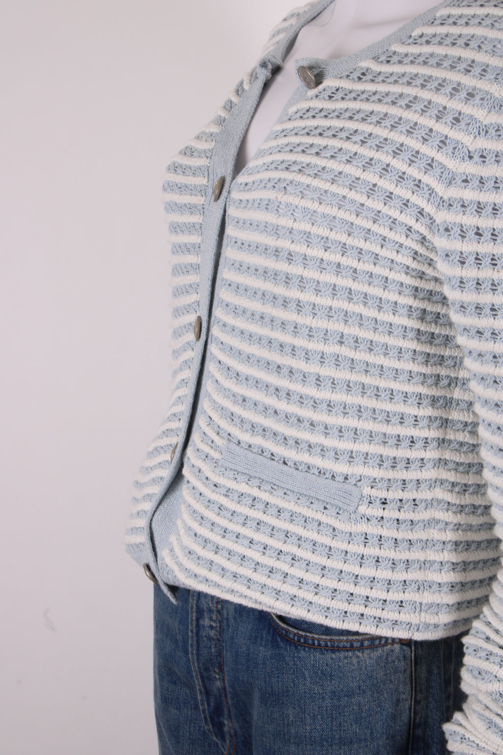 Rag & Bone L/S Stripe Cardigan Blue/ White M