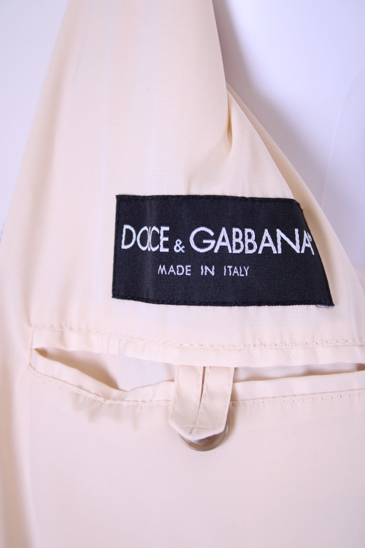 Dolce & Gabbana Nylon/ Leather Patch Jacket Cream/ Grey L