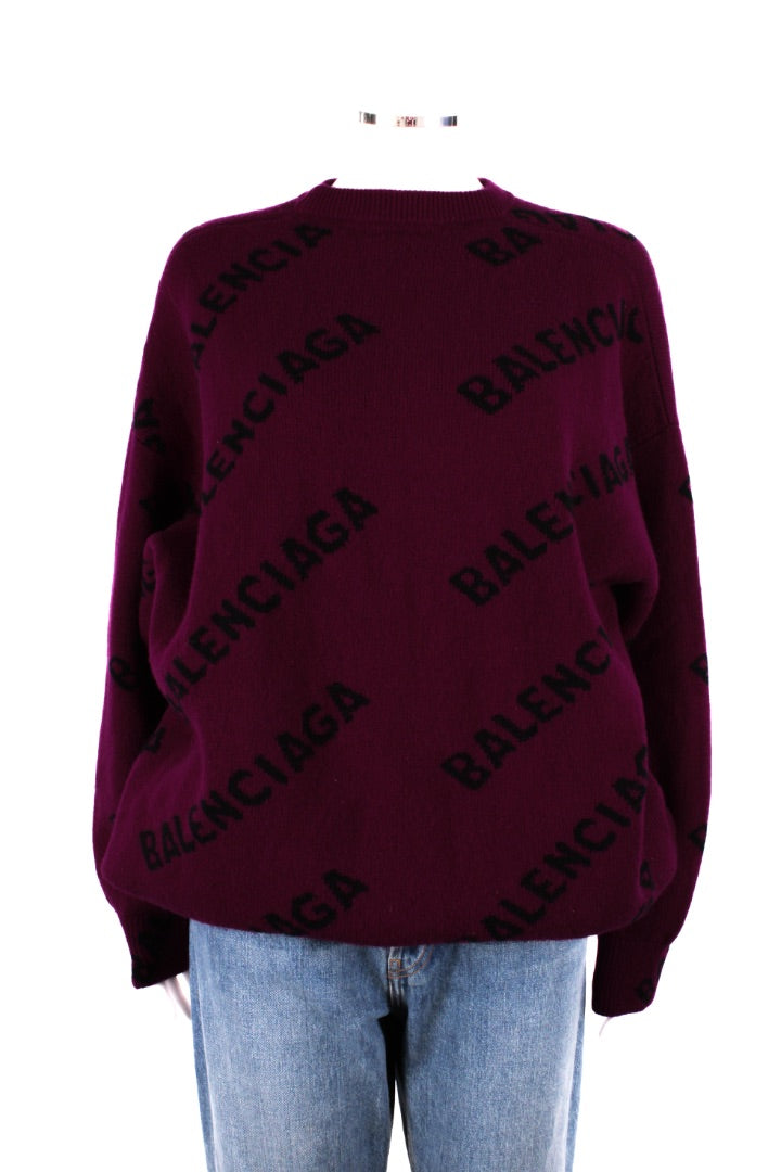 Balenciaga L/S Logo Jumper Purple/ Black S