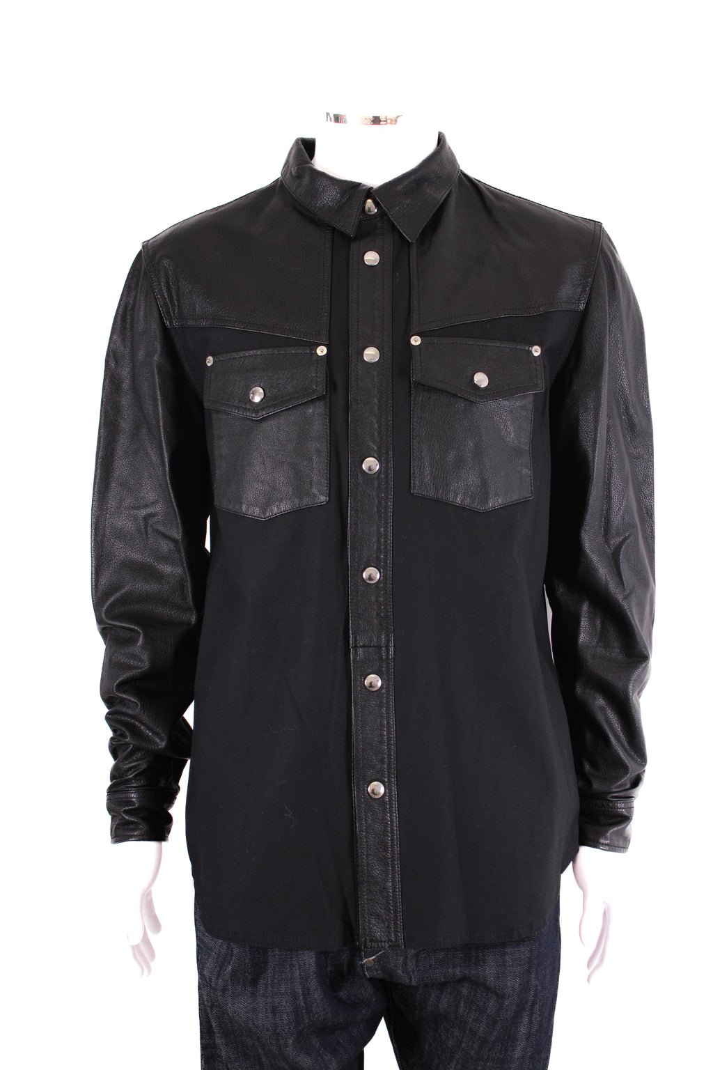 Givenchy Leather/ Cotton Shirt Black 43