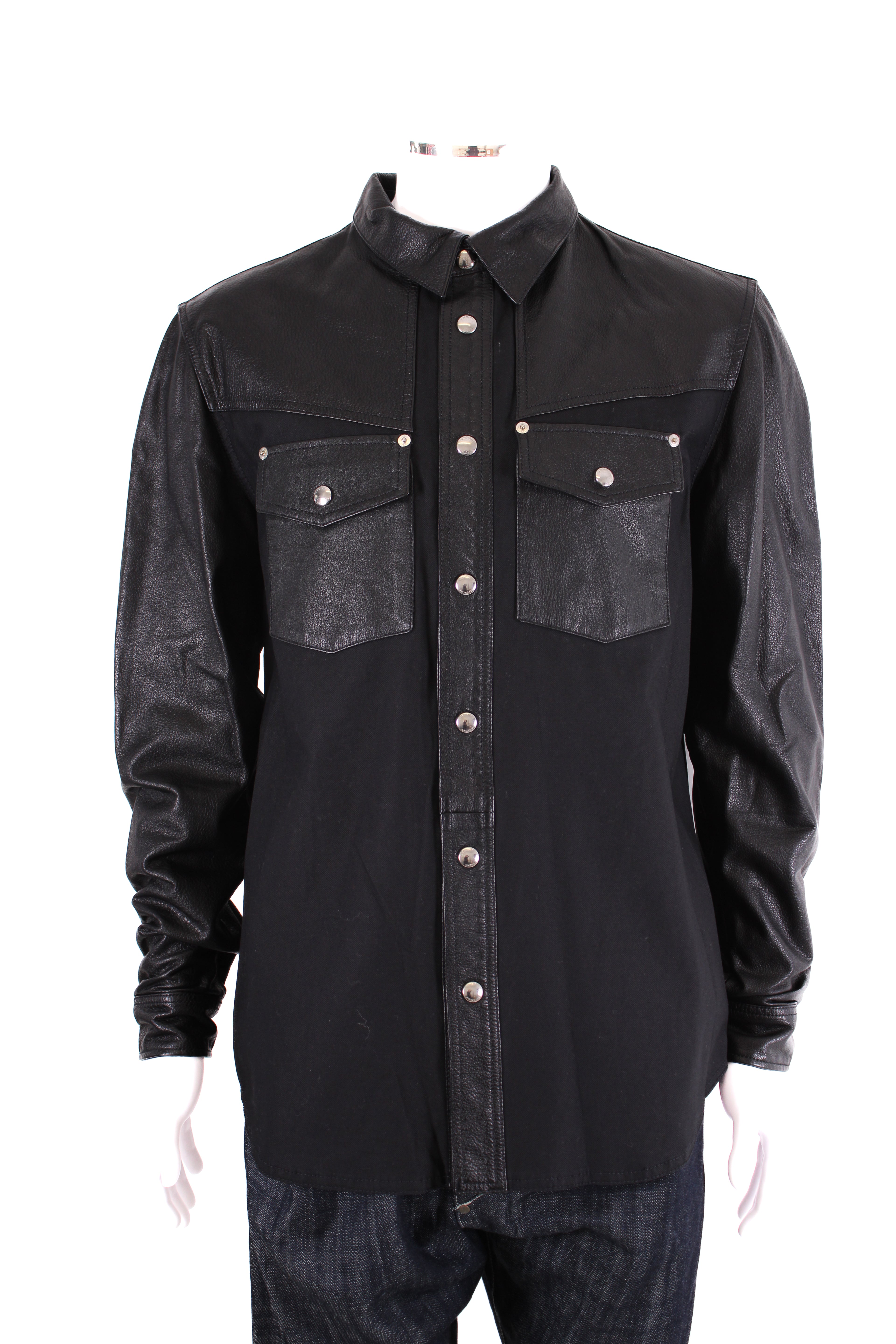 Givenchy Leather/ Cotton Shirt Black 43