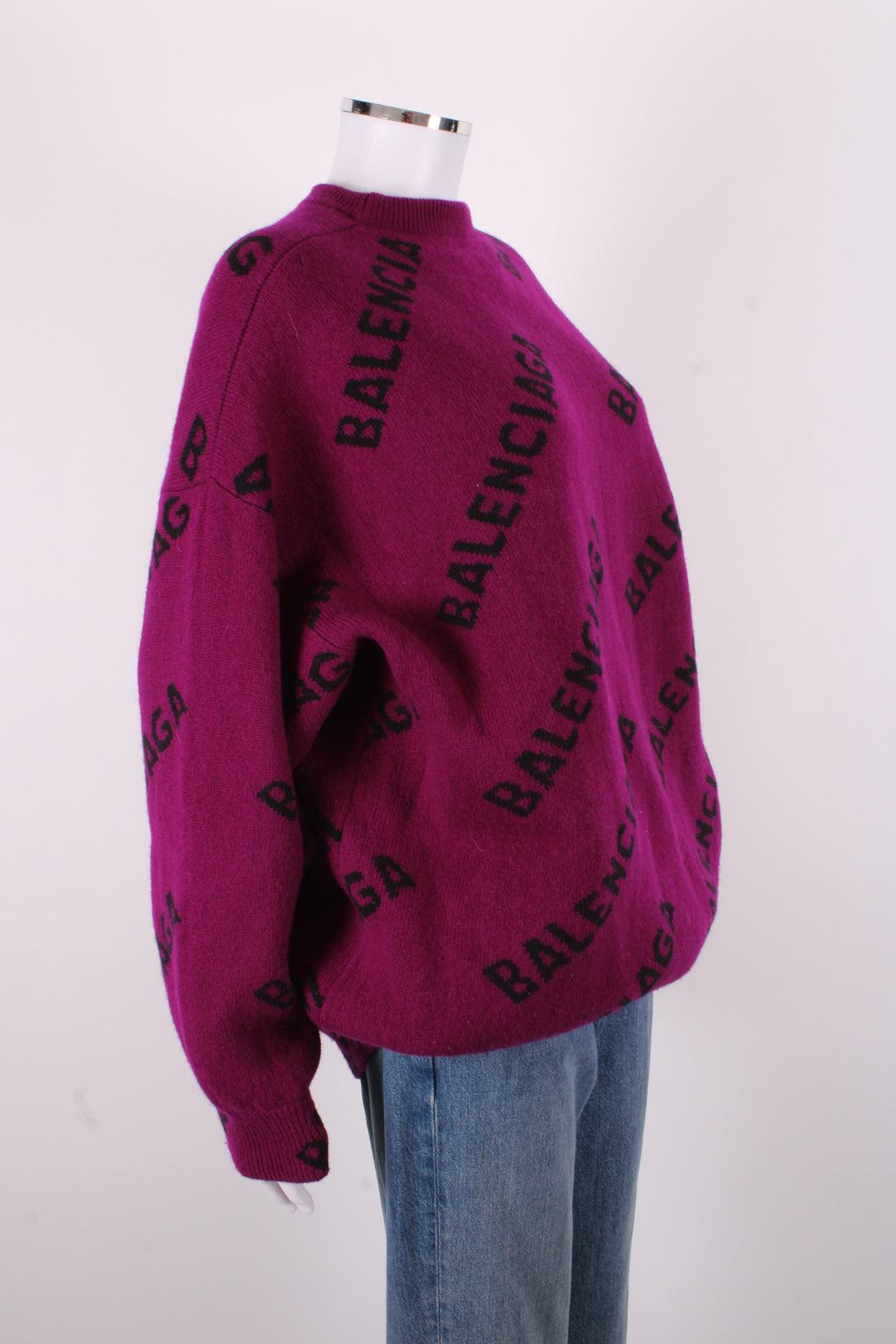 Balenciaga L/S Logo Jumper Purple/ Black S