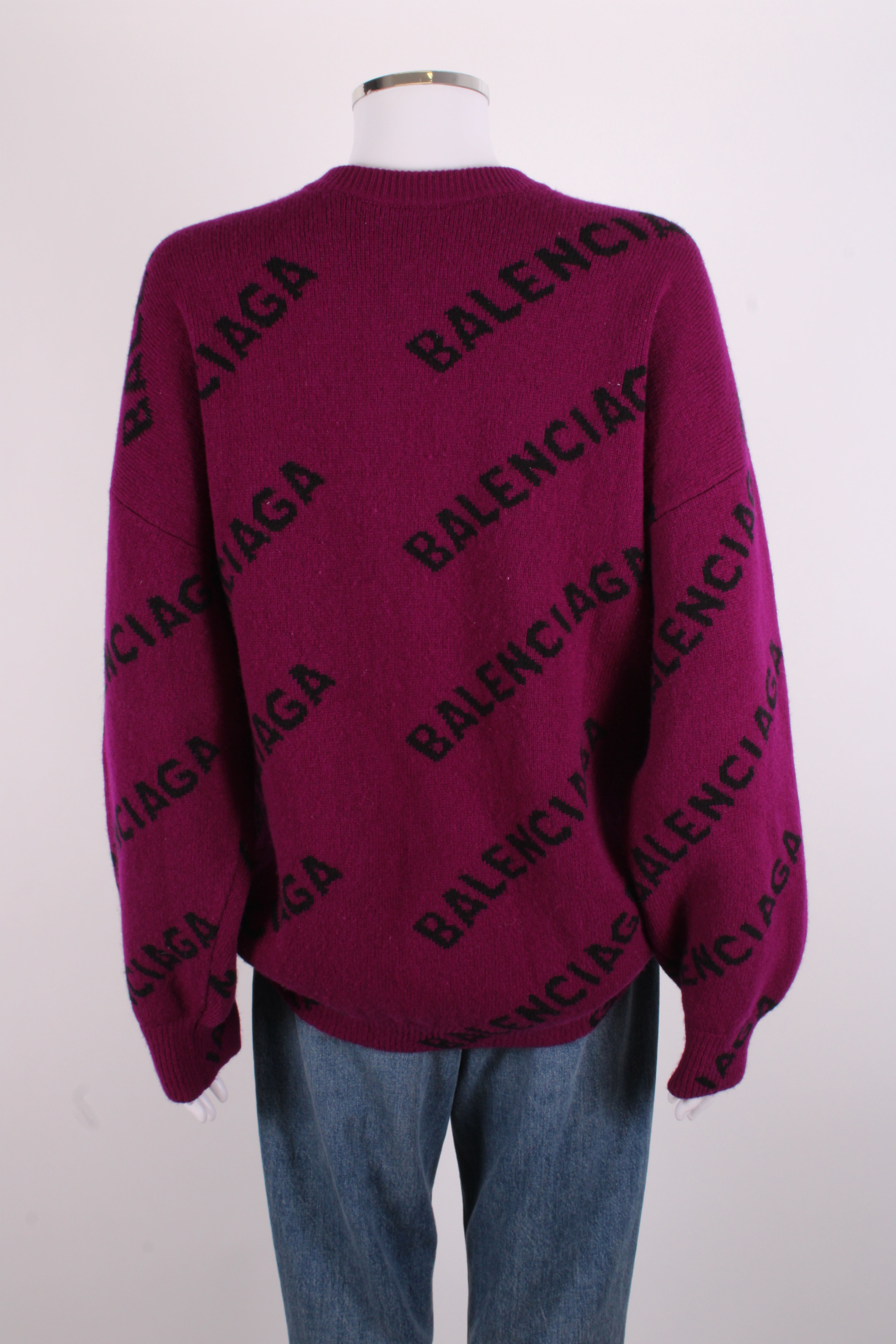 Balenciaga L/S Logo Jumper Purple/ Black S