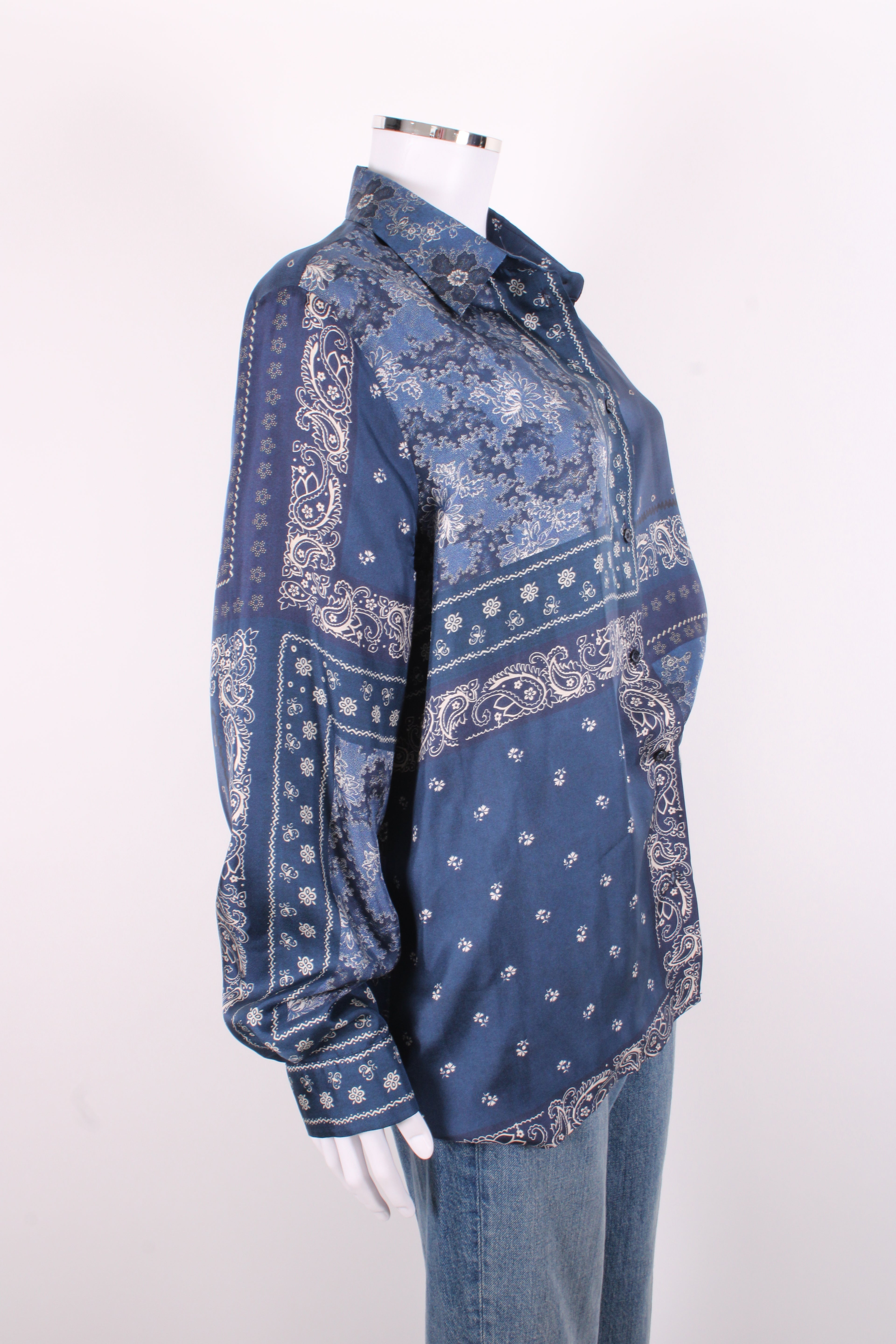 Weekend MaxMara L/S Paisley Print Shirt Navy/ White 16