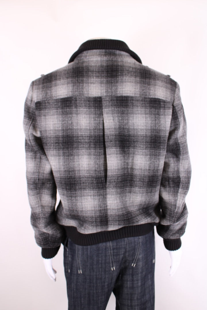 Alexander McQueen Flannel Check Bomber Grey Check 52