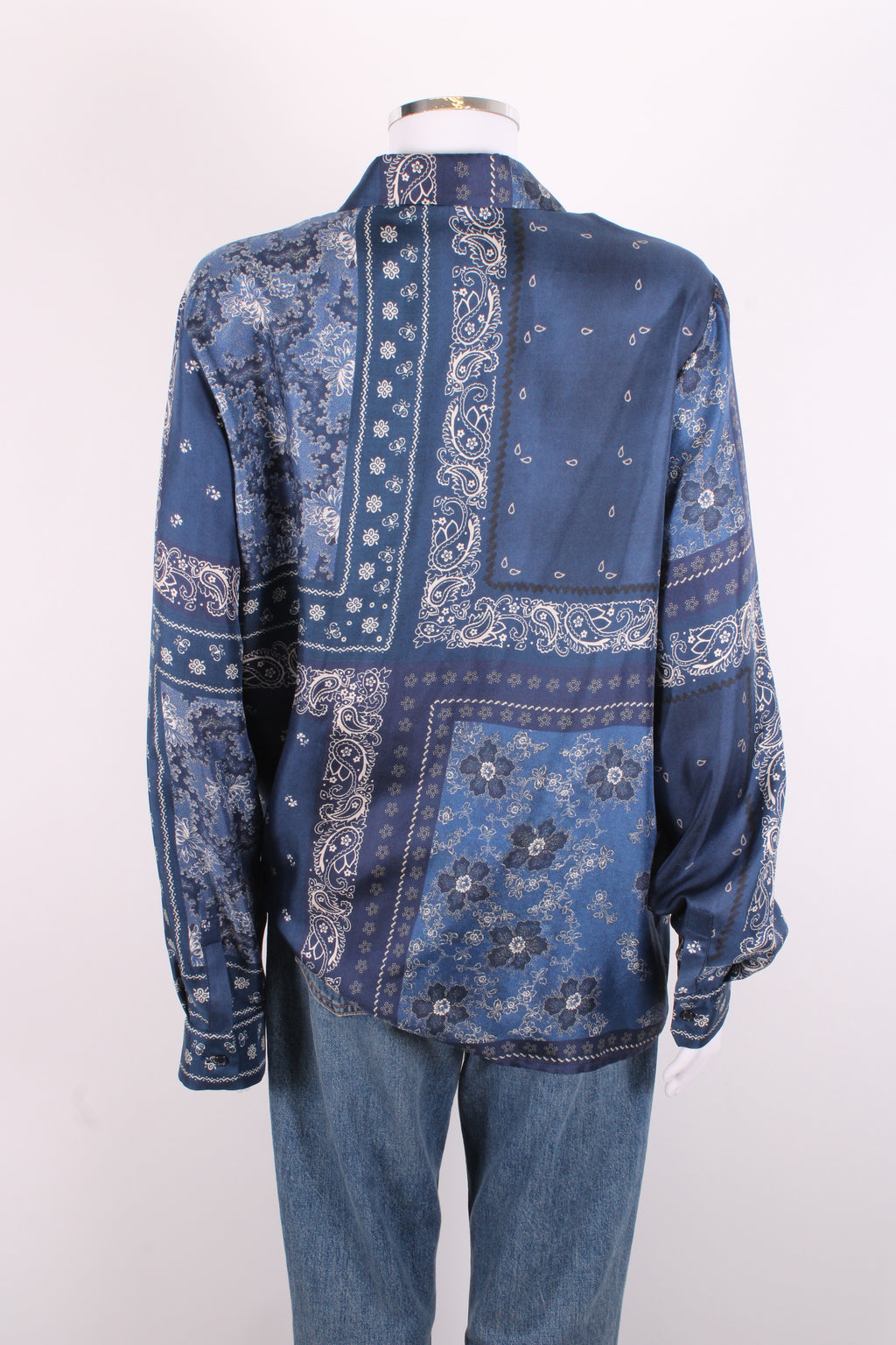 Weekend MaxMara L/S Paisley Print Shirt Navy/ White 16