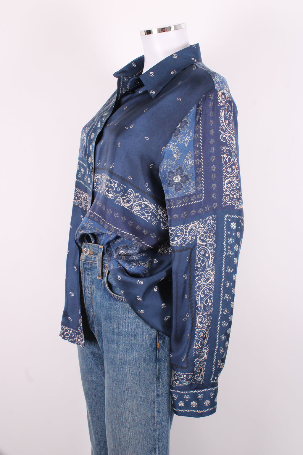 Weekend MaxMara L/S Paisley Print Shirt Navy/ White 16