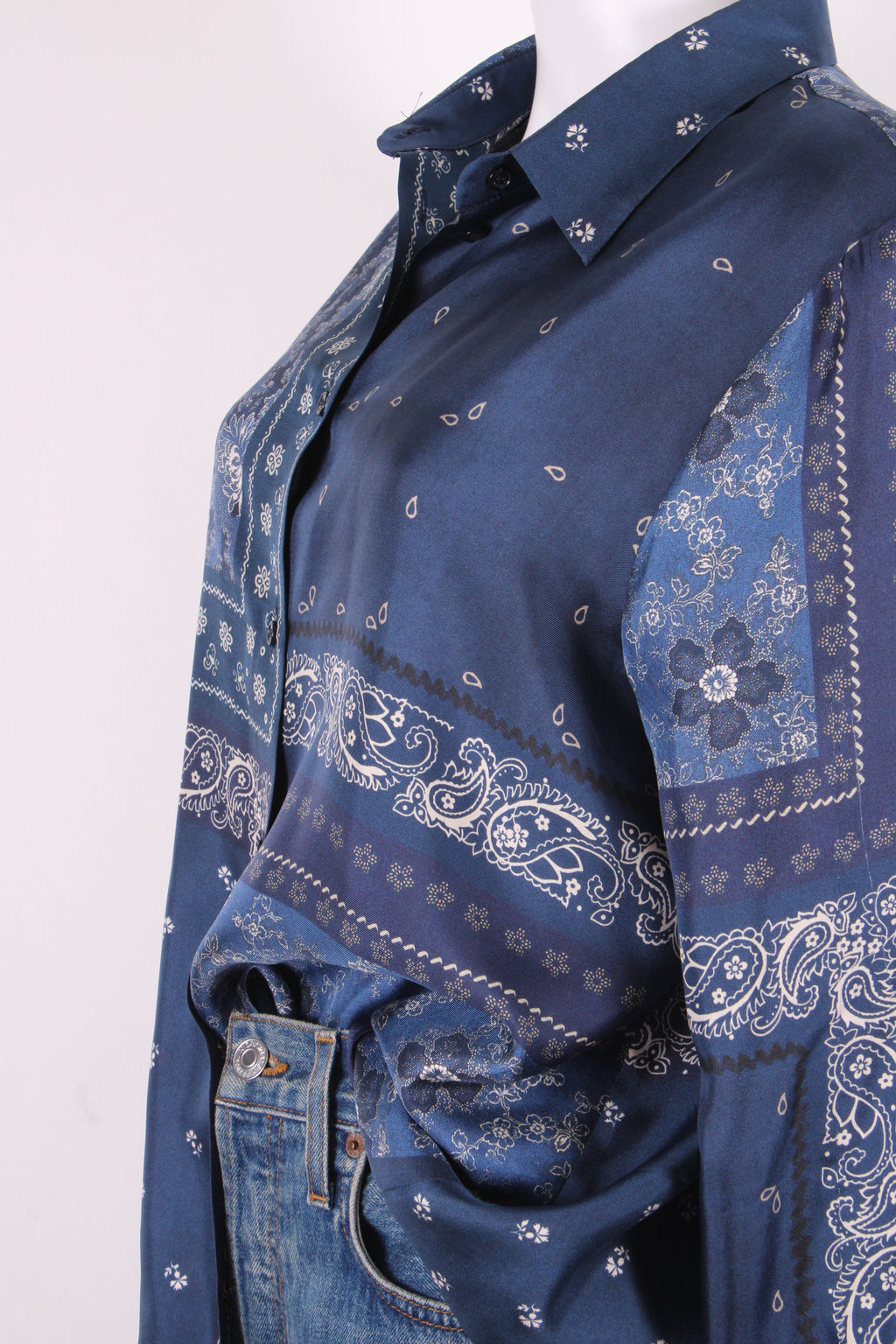 Weekend MaxMara L/S Paisley Print Shirt Navy/ White 16