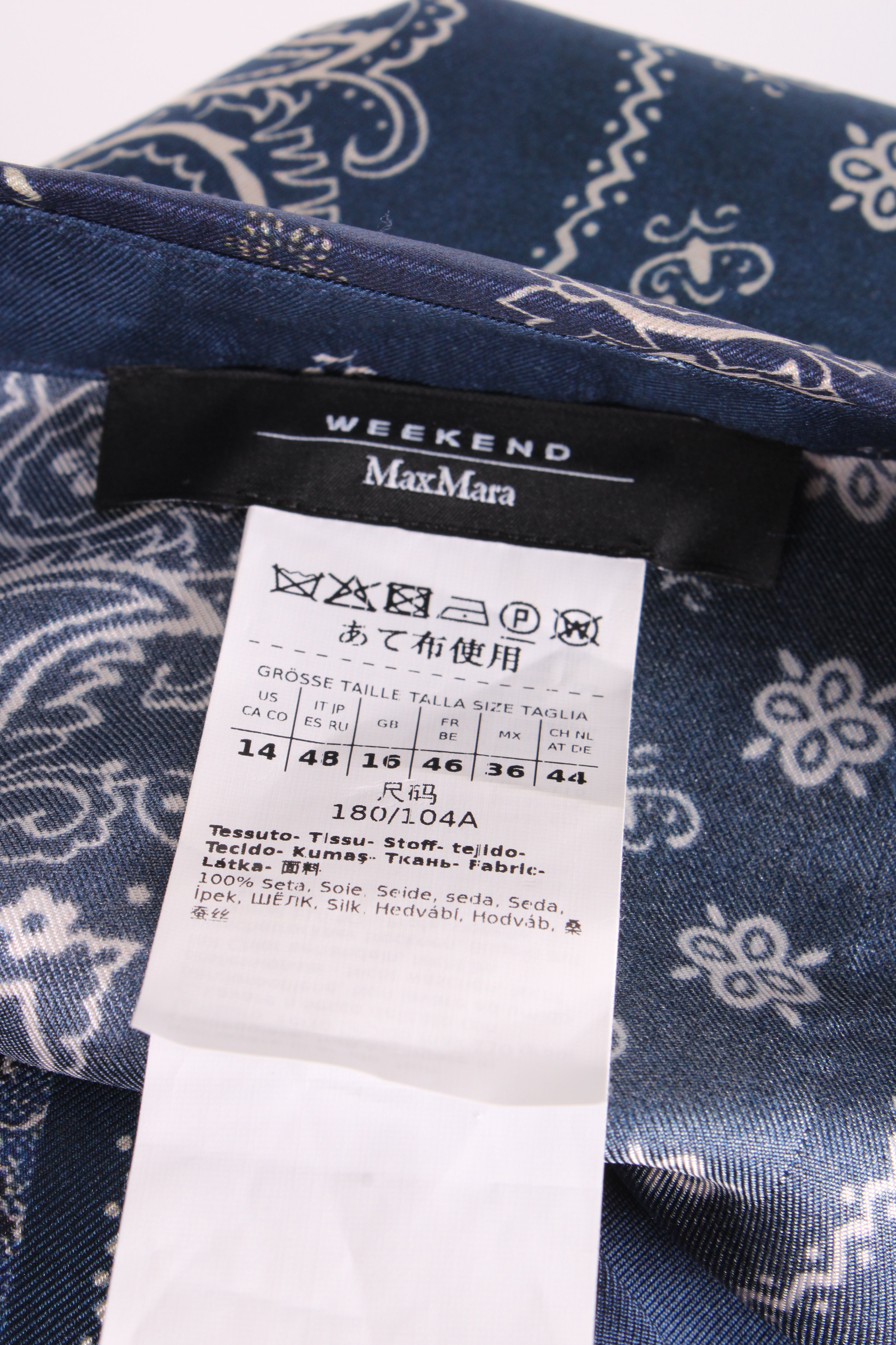 Weekend MaxMara L/S Paisley Print Shirt Navy/ White 16