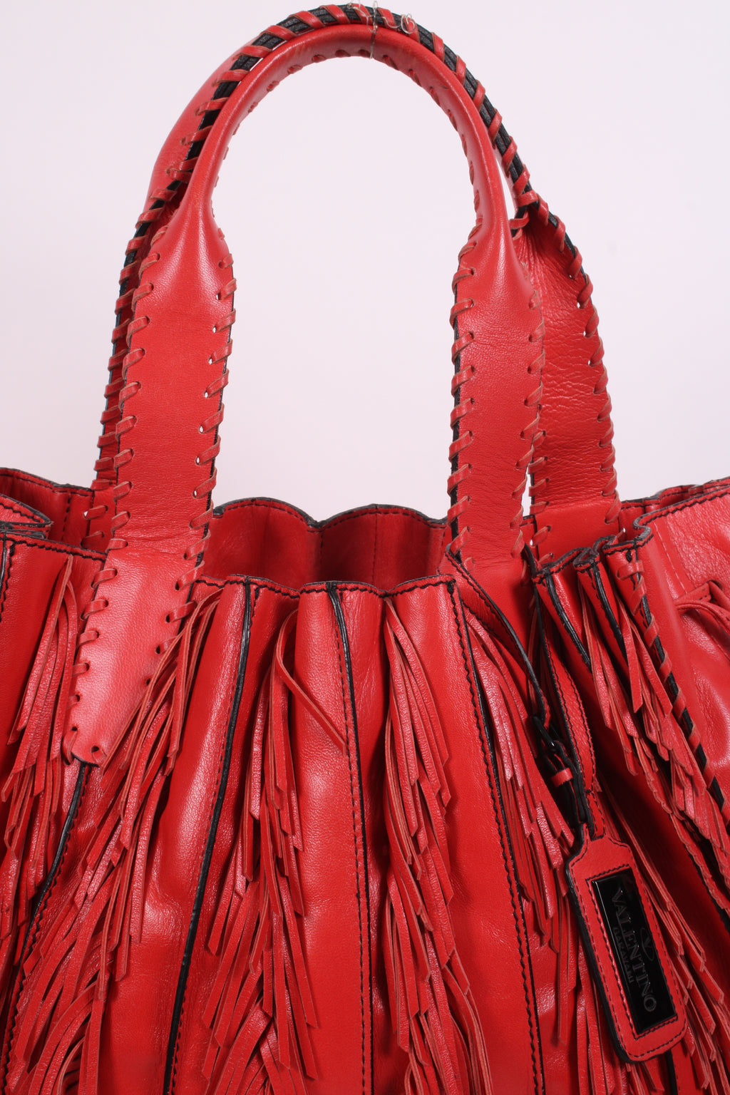 Valentino Garavani Fringe Leather Handbag Orange