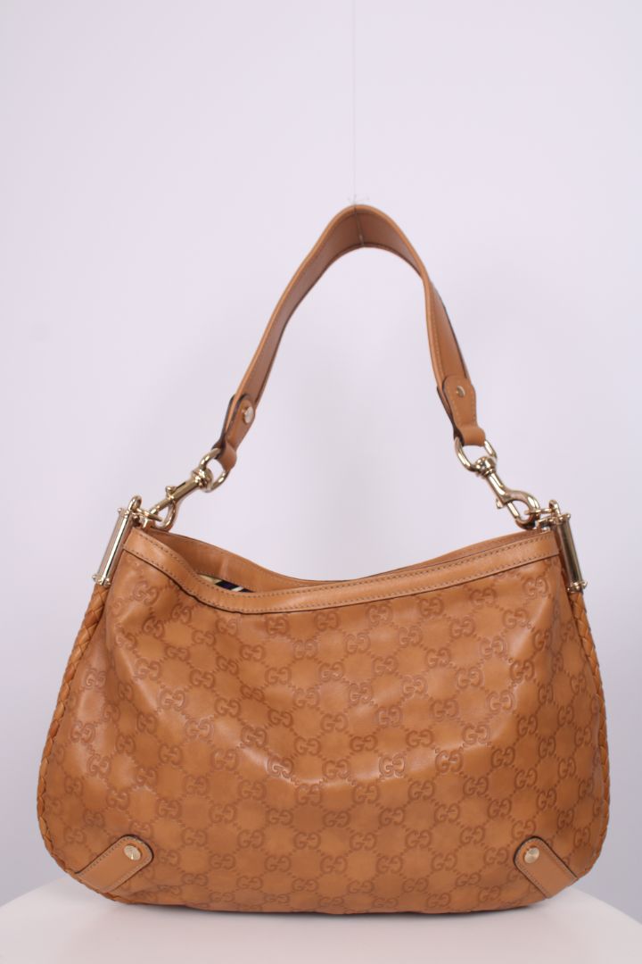 Gucci Guccissima GG Embossed Shoulder Tan