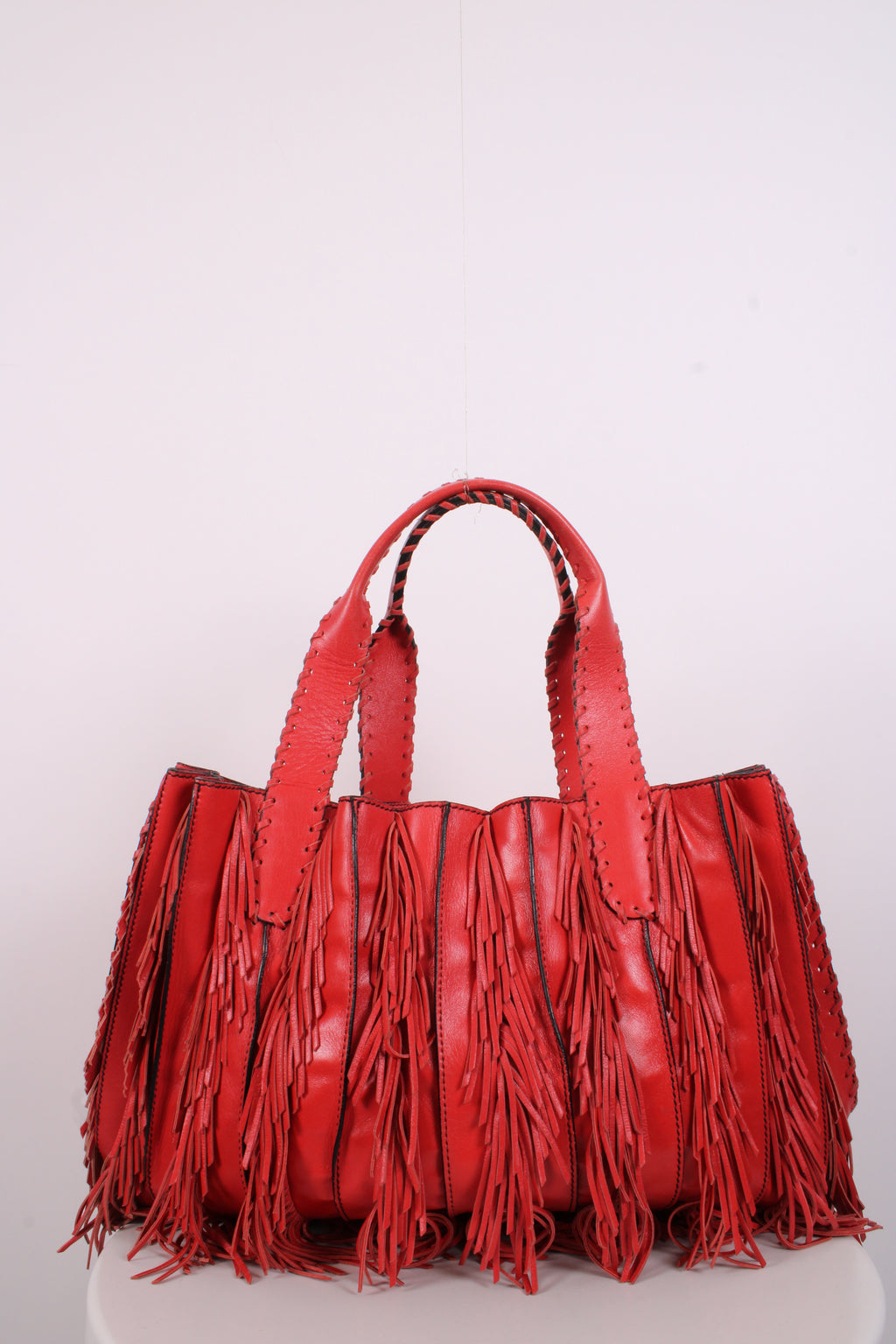 Valentino Garavani Fringe Leather Handbag Orange