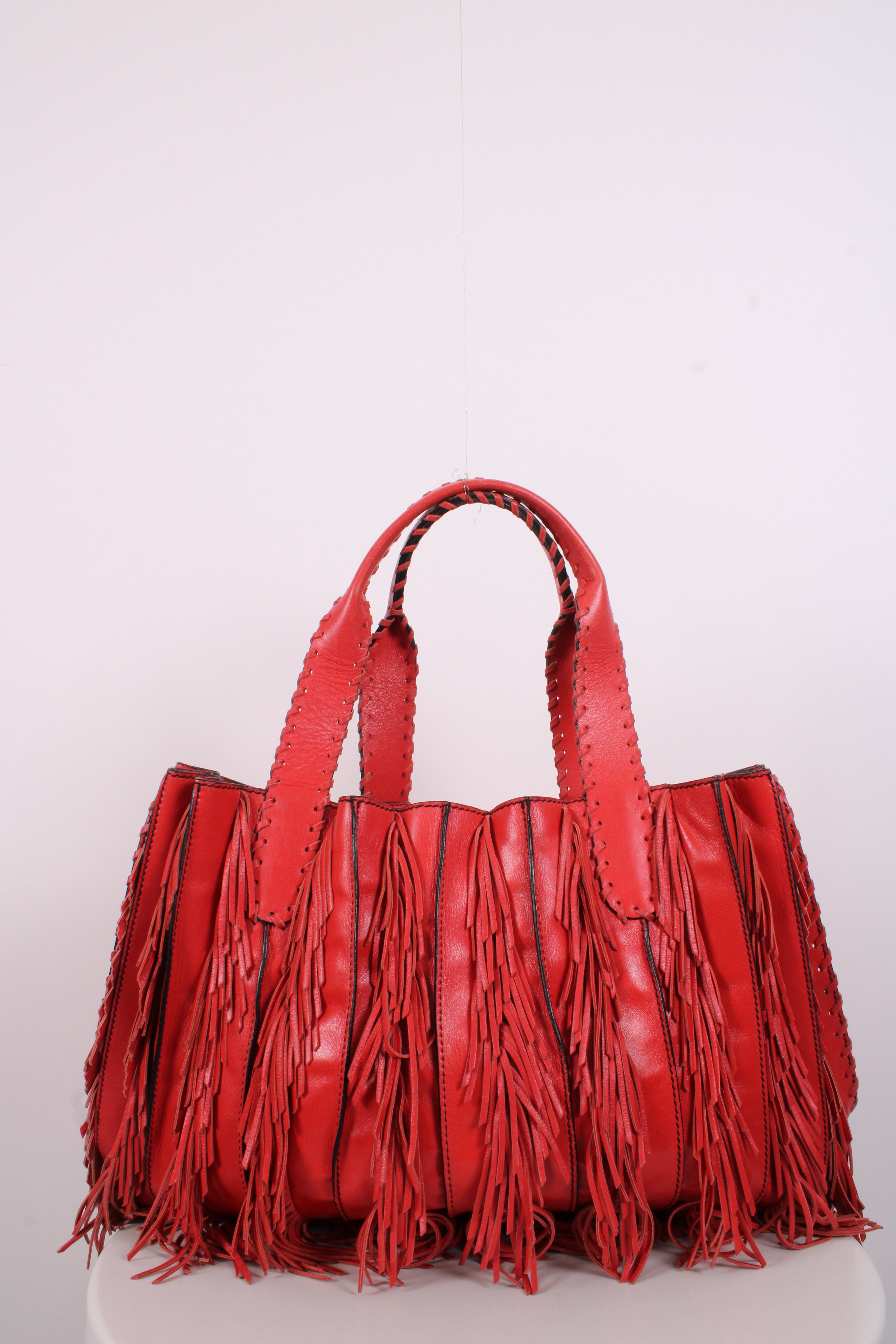 Valentino Garavani Fringe Leather Handbag Orange