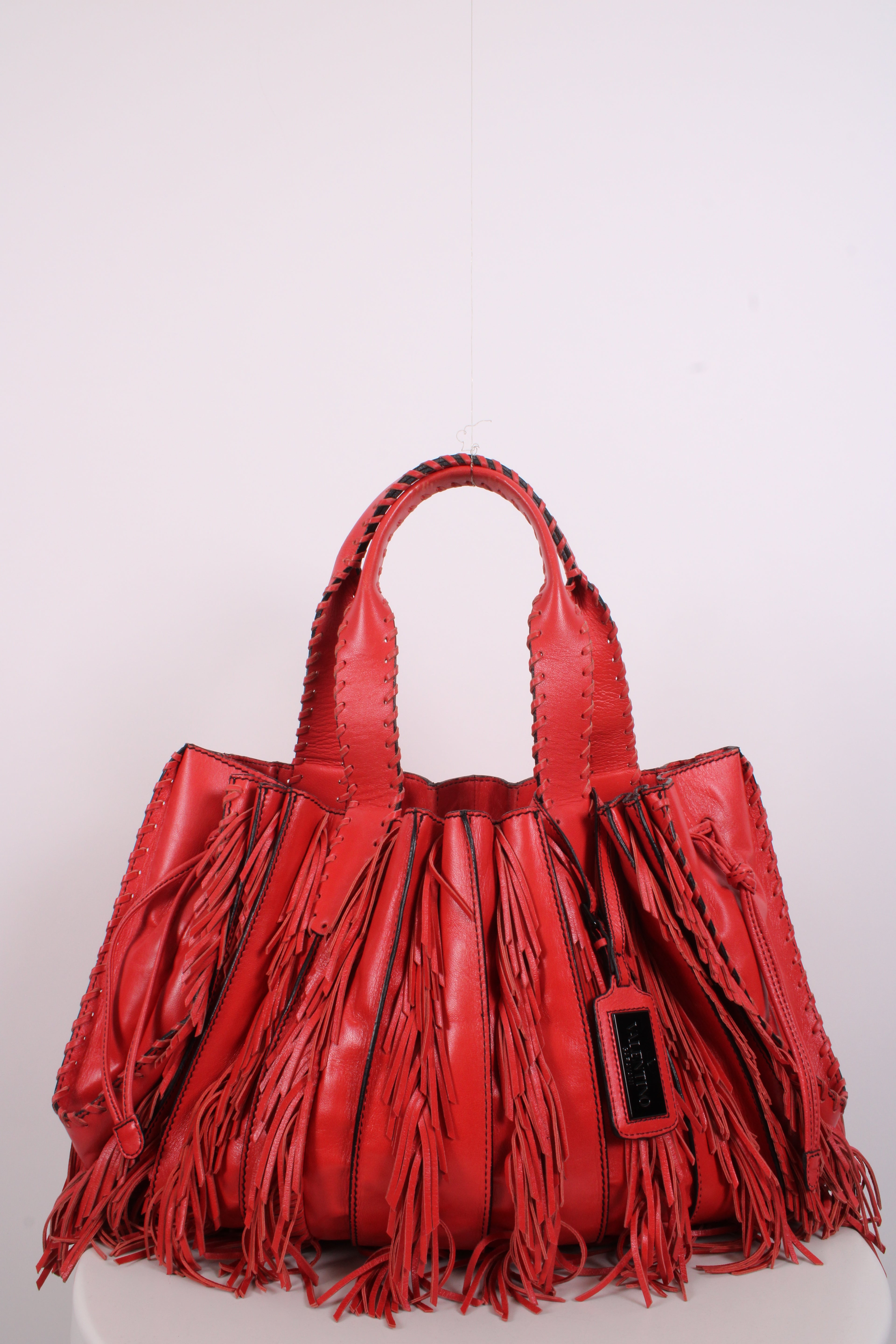 Valentino Garavani Fringe Leather Handbag Orange