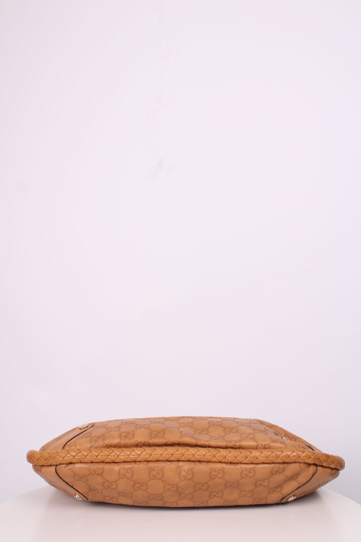 Gucci Guccissima GG Embossed Shoulder Tan