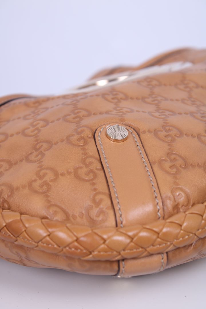Gucci Guccissima GG Embossed Shoulder Tan