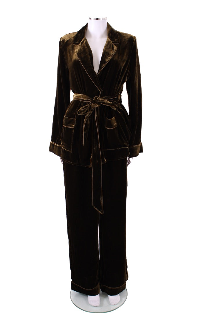 Its 9PM Velvet Trouser Co-ord Khaki S