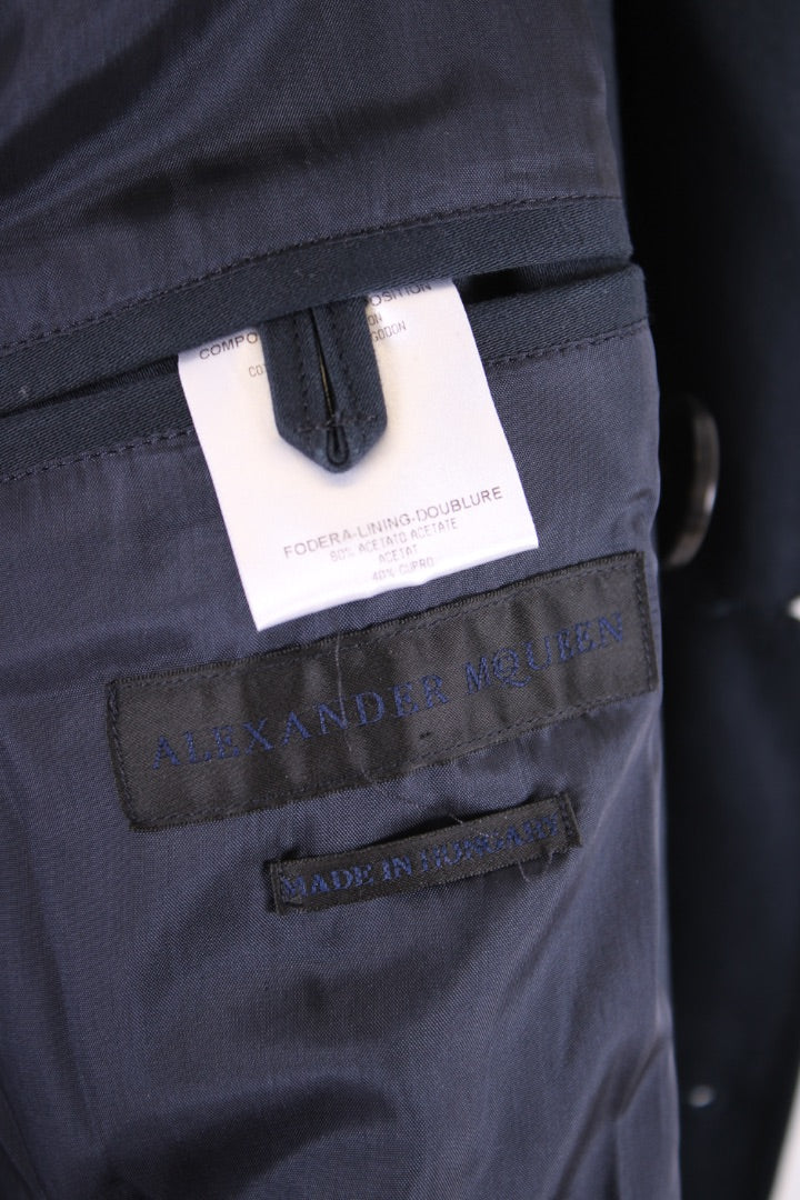 Alexander McQueen Cotton Trench Navy 52