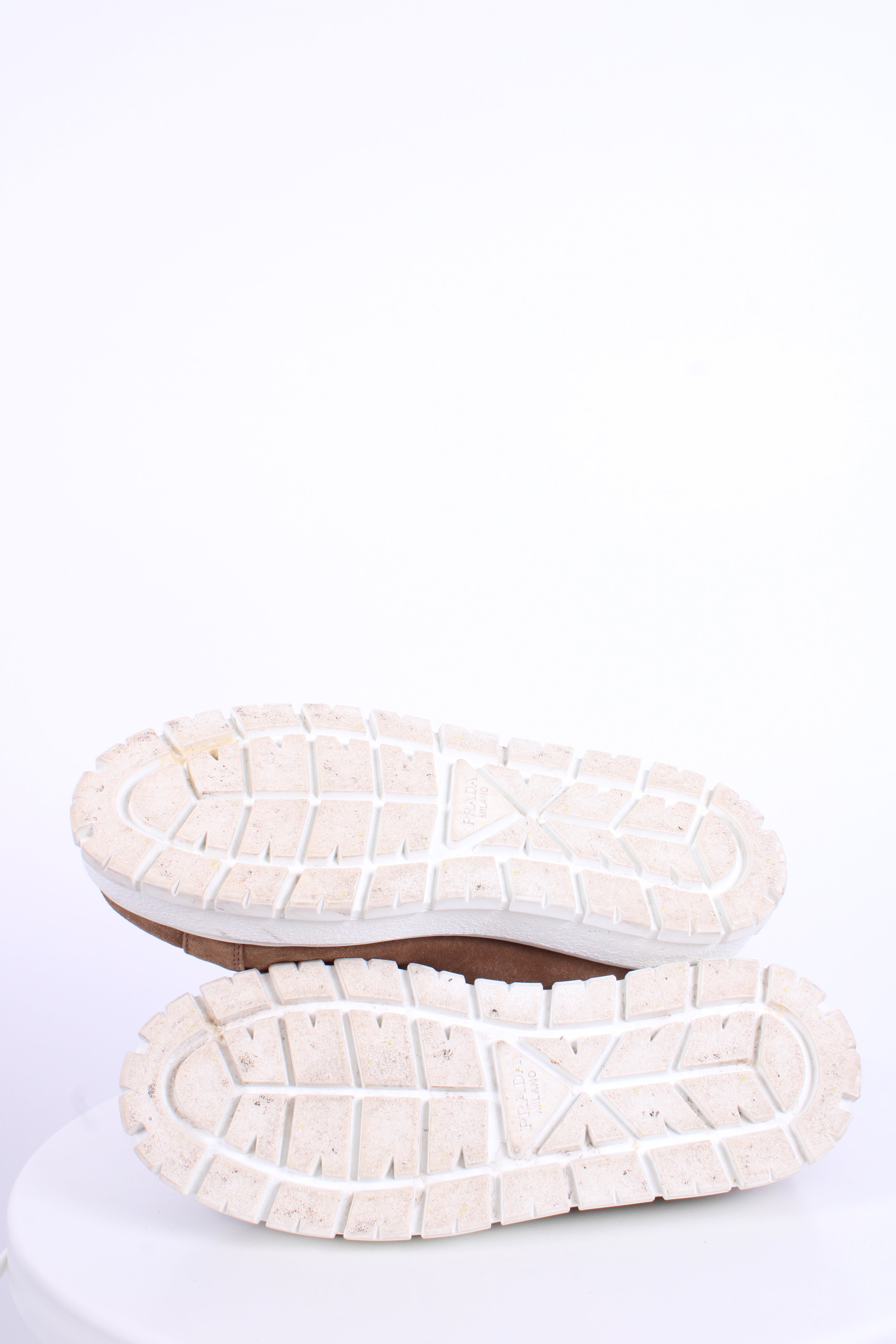 Prada Suede/ Shearling Lace-up Boots Tan 40