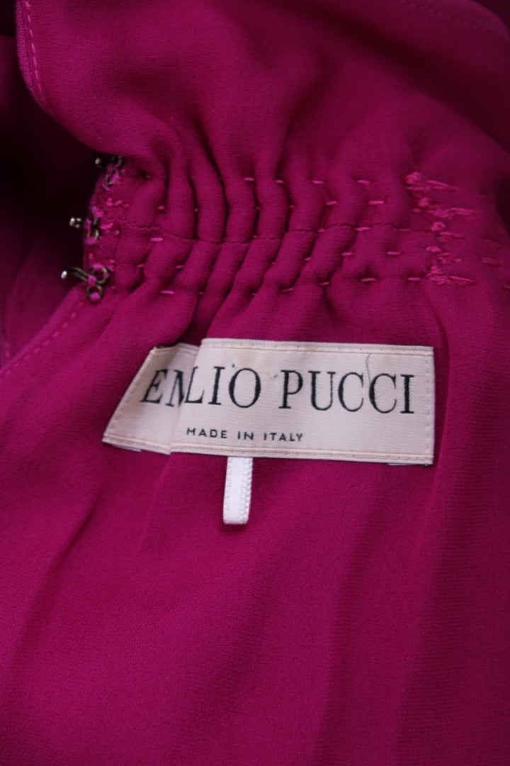 Emilio Pucci S/S High Ruffle Neck Dress Pink 10