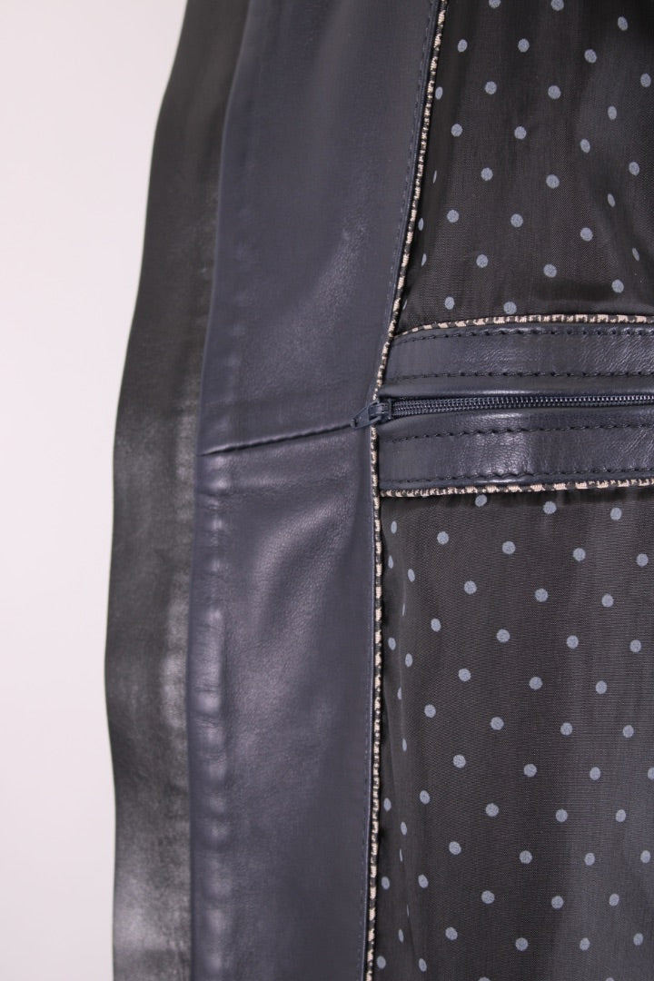 Dolce & Gabbana Leather Bomber Navy 54