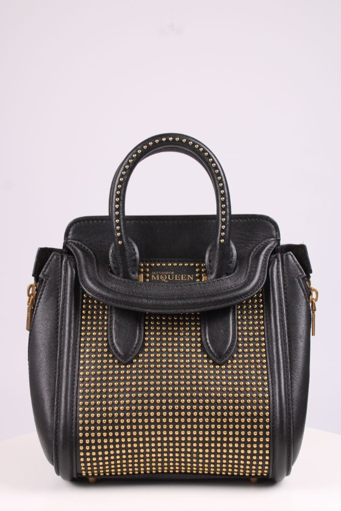 Alexander McQueen Heroine leather studded handbag Black/gold