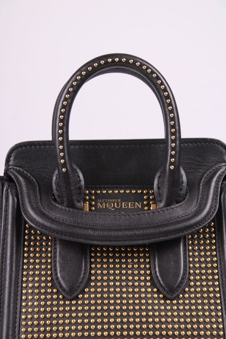 Alexander McQueen Heroine leather studded handbag Black/gold
