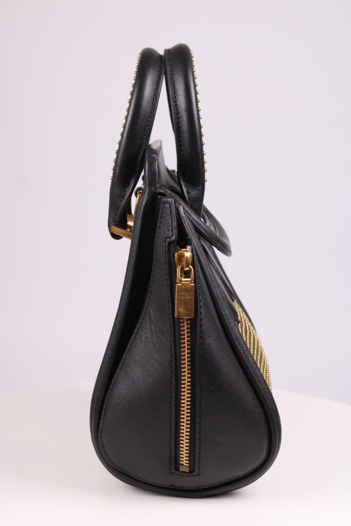 Alexander McQueen Heroine leather studded handbag Black/gold