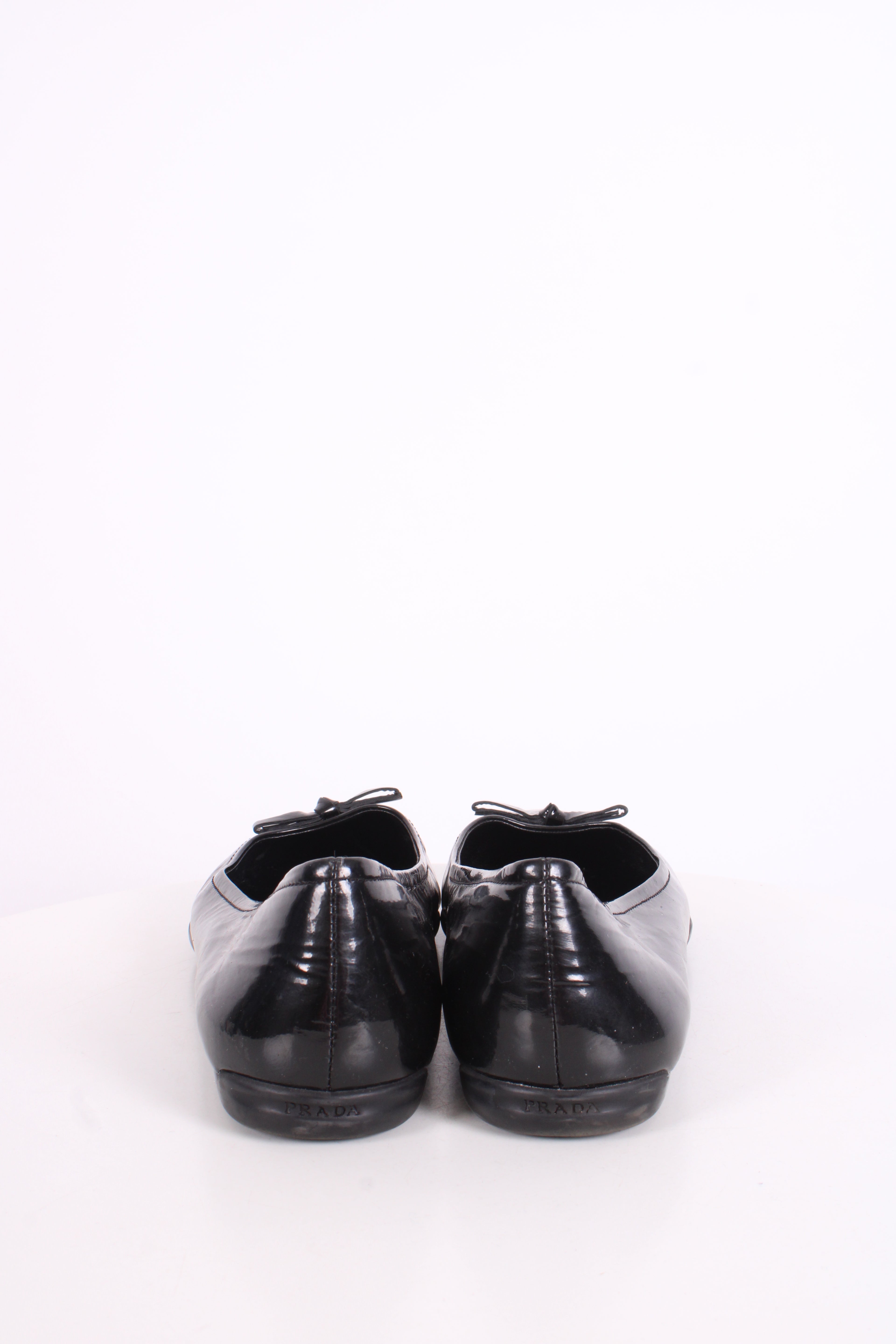 Prada Patent Flat Shoes Black 40.5