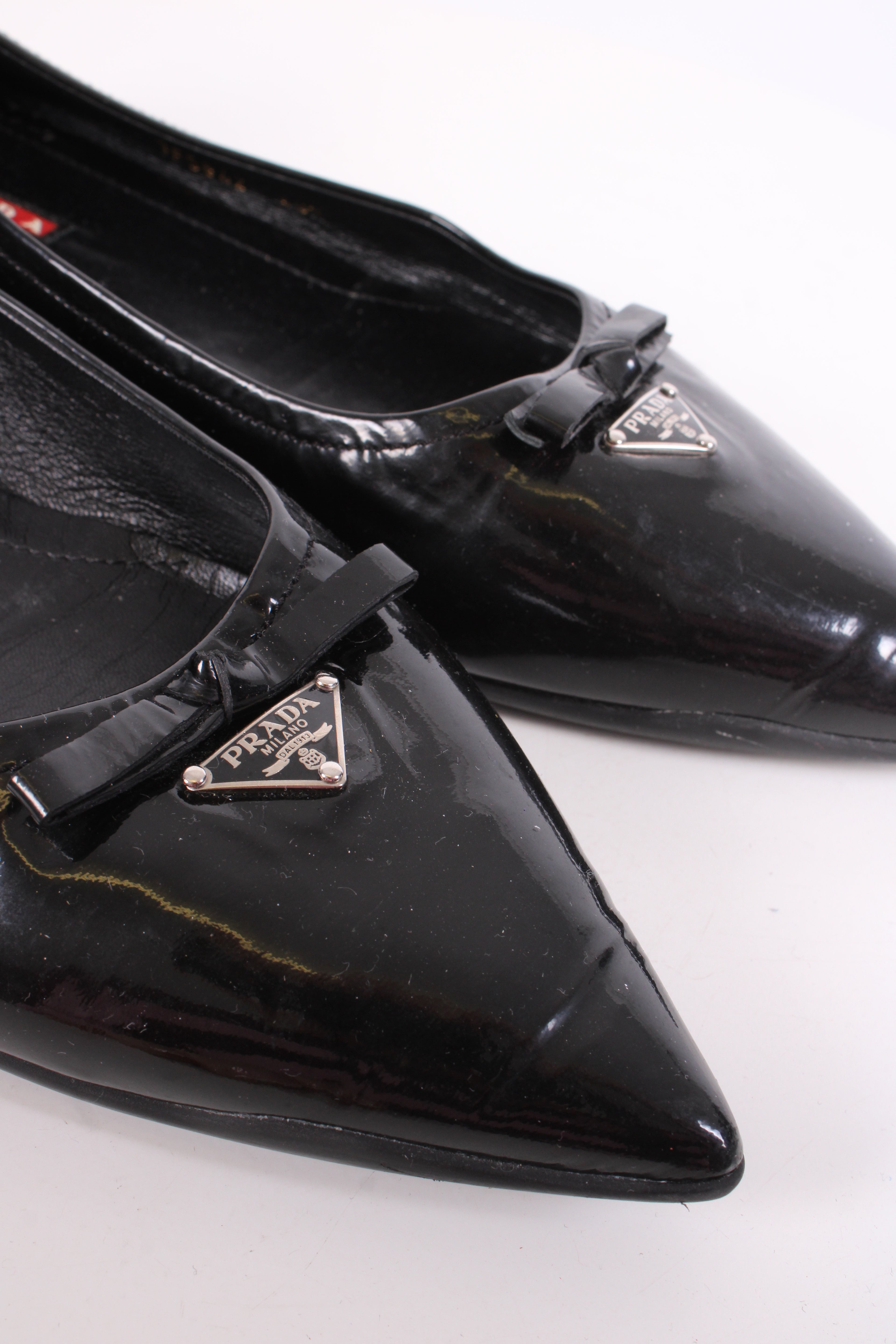 Prada Patent Flat Shoes Black 40.5
