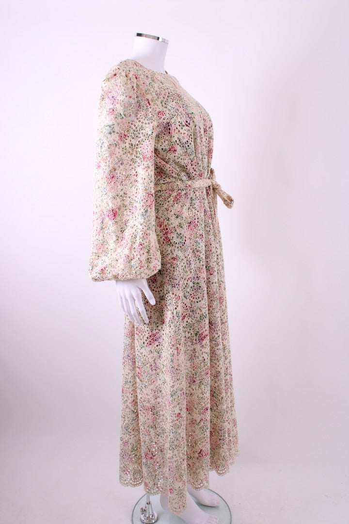 Zimmermann L/S Paisley Lace Dress Cream/ Pink 14